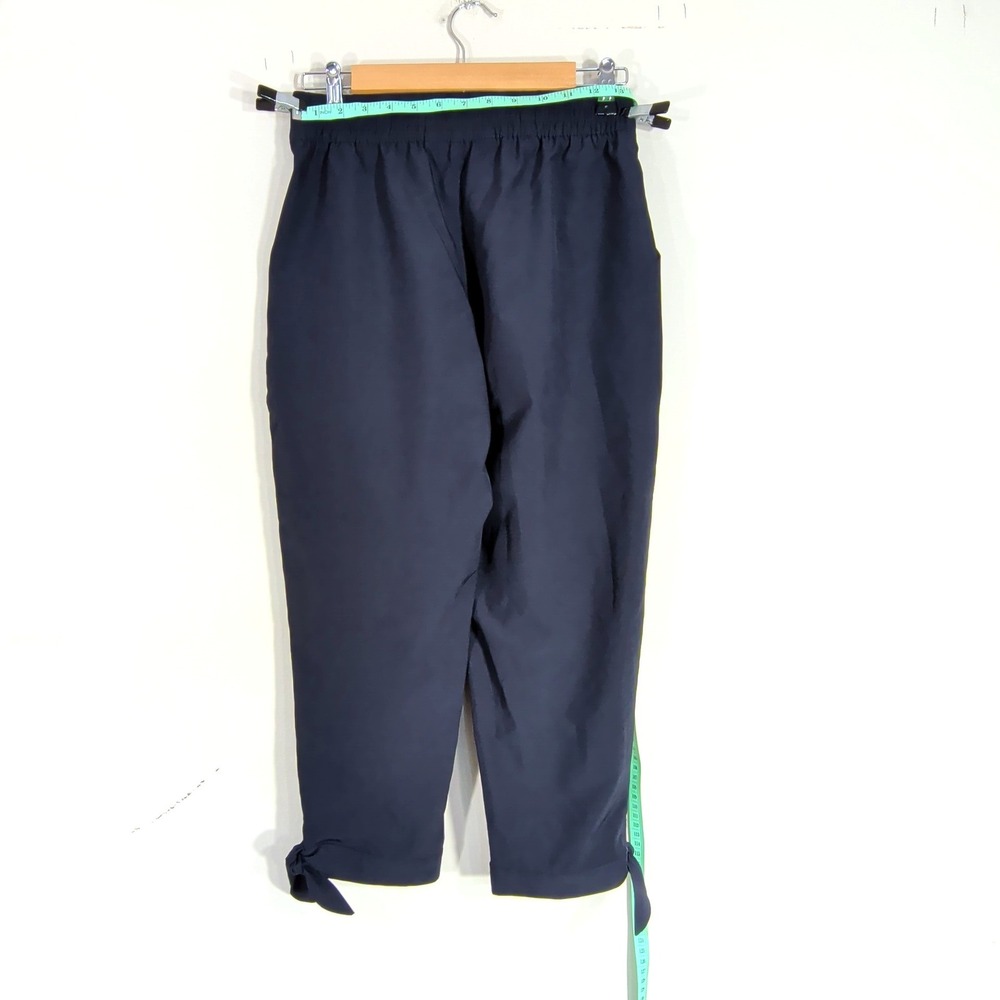 T by Talbots Navy Blue Crop Pants; Tie Hem, Elastic Waist, Pockets